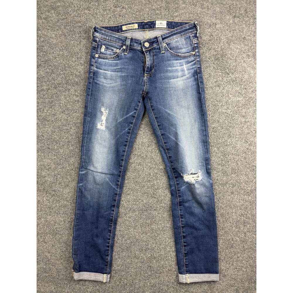 AG Adriano Goldschmied Jeans Womens 25 Blue The Stilt Roll-Up Distressed Skinny‎